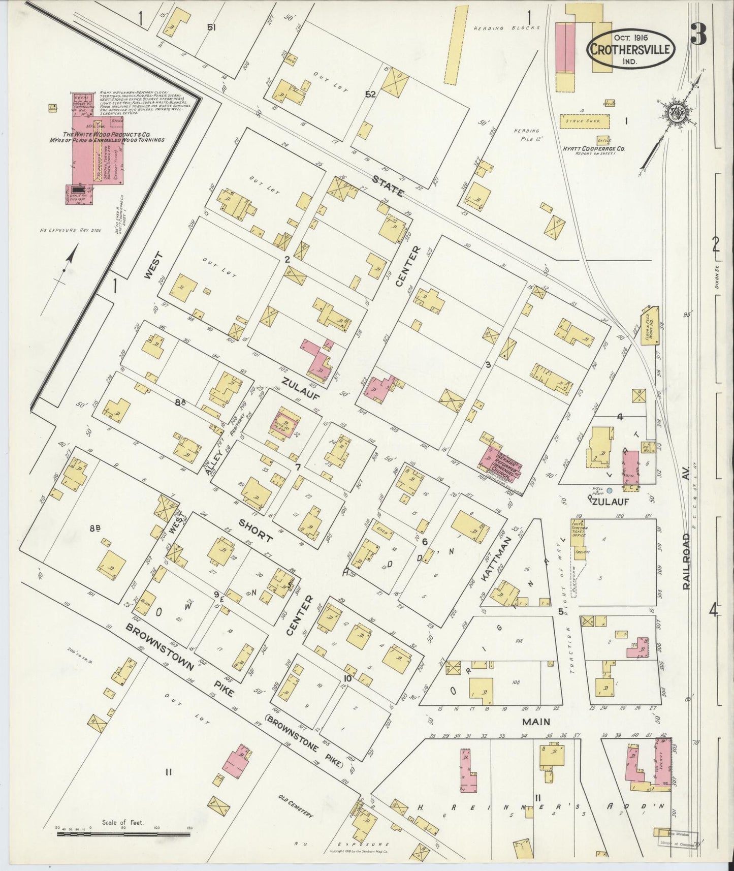 Sanborn Fire Insurance Map from Crothersville, Jackson County, Indiana (1916), Sheet #0003 - Complete Map Set gallery image, historic Sanborn map, vintage wall art, Indiana Indiana