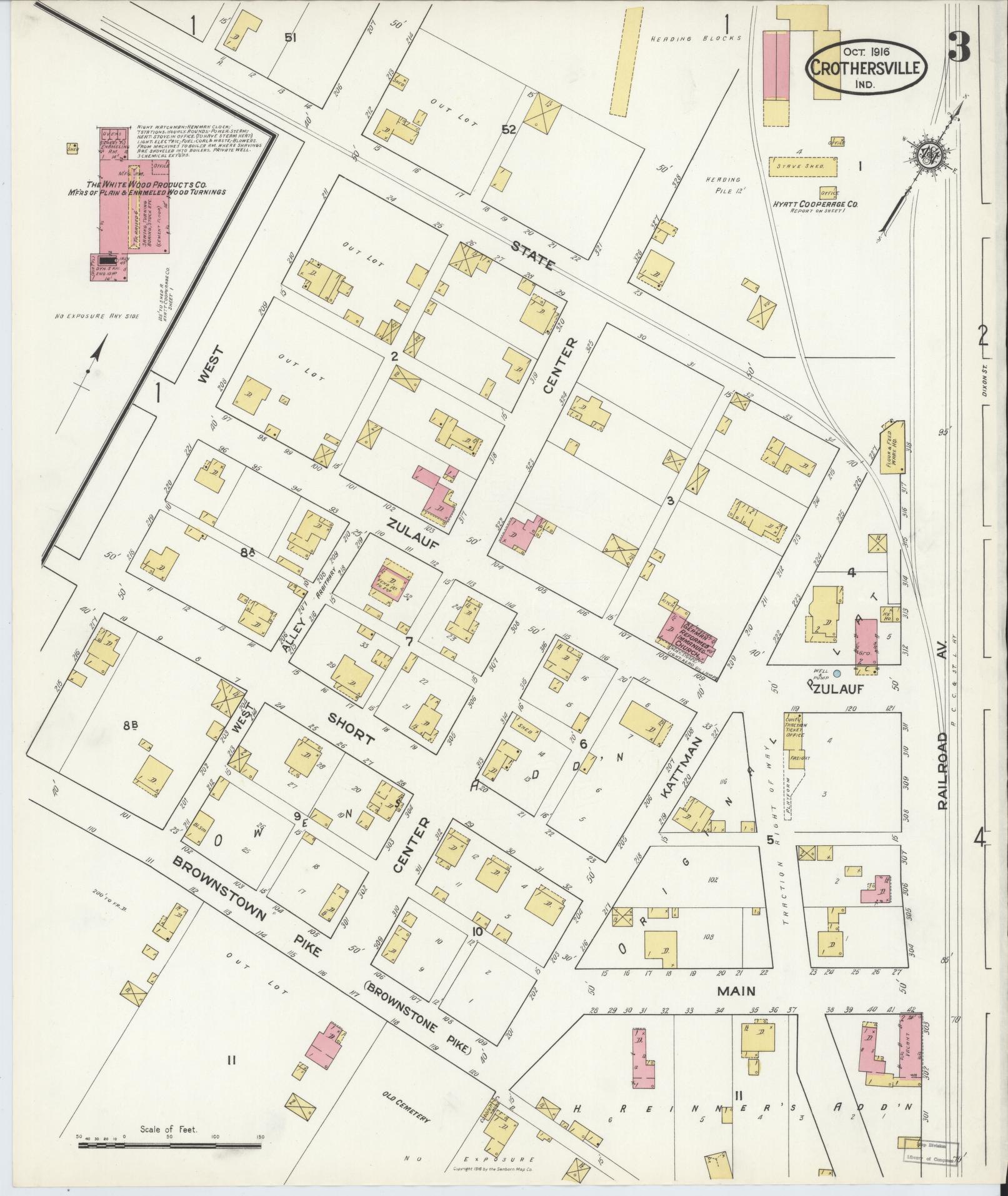 Sanborn Fire Insurance Map from Crothersville, Jackson County, Indiana (1916), Sheet #0003 - Complete Map Set gallery image, historic Sanborn map, vintage wall art, Indiana Indiana