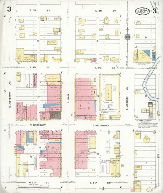 Sanborn Fire Insurance Map from Elk City, Beckham County, Oklahoma (1923), Sheet #0003 - Historic Sanborn Fire Insurance Map Print, vintage old map wall art, antique decor, genealogy gift, Oklahoma Oklahoma map