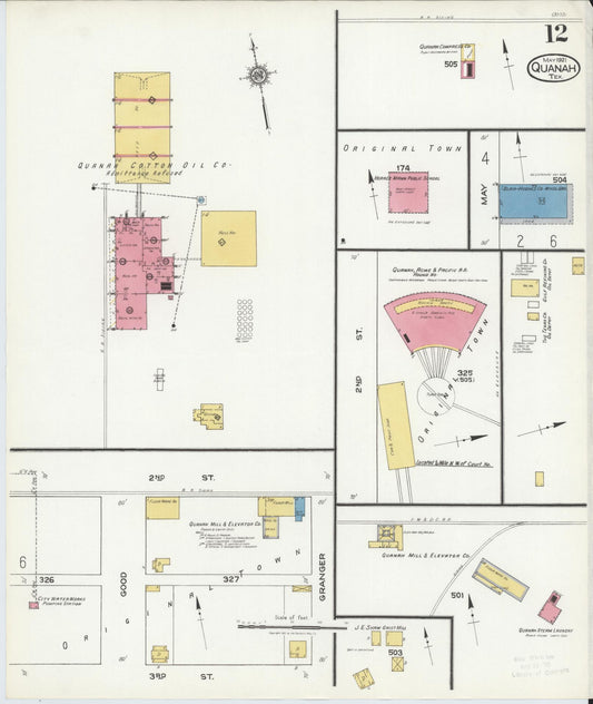 Sanborn Fire Insurance Map from Quanah, Hardeman County, Texas (1921), Sheet #0012 - Historic Sanborn Fire Insurance Map Print, vintage old map wall art, antique decor, genealogy gift, Texas Texas map