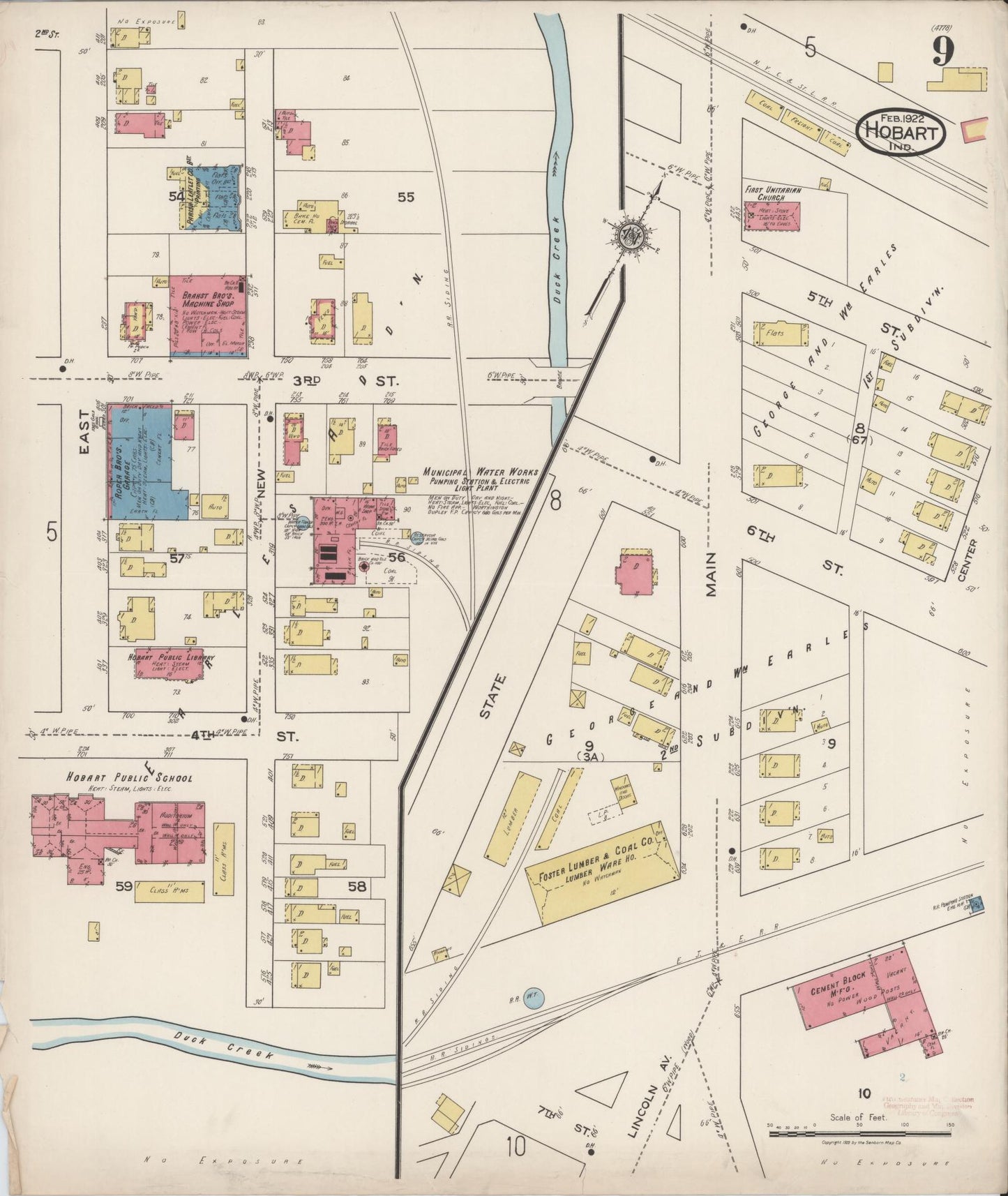 Sanborn Fire Insurance Map from Hobart, Lake County, Indiana (1922), Sheet #0009 - Complete Map Set gallery image, historic Sanborn map, vintage wall art, Indiana Indiana