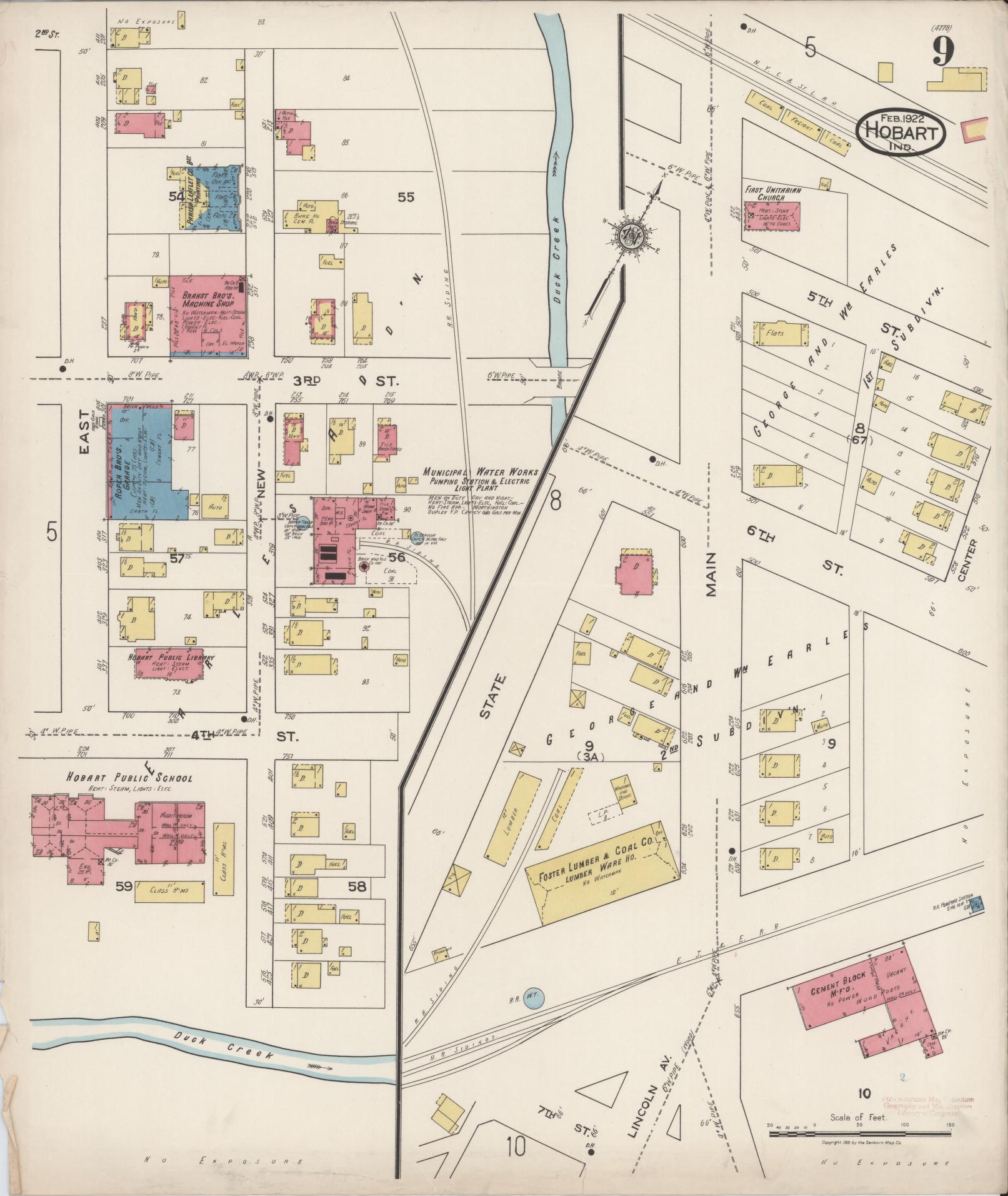 Sanborn Fire Insurance Map from Hobart, Lake County, Indiana (1922), Sheet #0009 - Complete Map Set gallery image, historic Sanborn map, vintage wall art, Indiana Indiana