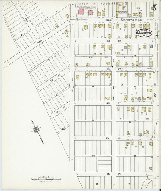 Sanborn Fire Insurance Map from Manchester, Meriweather County, Georgia (1921), Sheet #0005 - Historic Sanborn Fire Insurance Map Print, vintage old map wall art, antique decor, genealogy gift, Georgia Georgia map