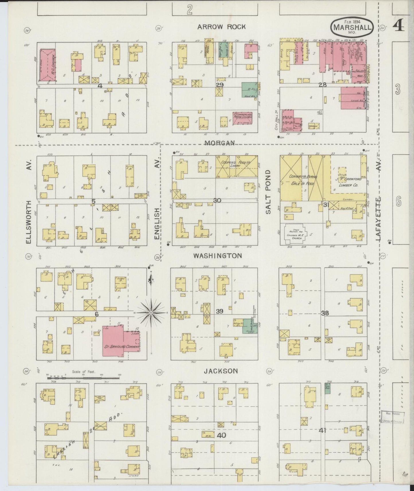 Sanborn Fire Insurance Map from Marshall, Saline County, Missouri (1894), Sheet #0004 - Complete Map Set gallery image, historic Sanborn map, vintage wall art, Missouri Missouri