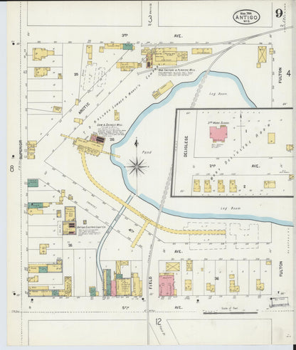 Sanborn Fire Insurance Map from Antigo, Langlade County, Wisconsin (1904), Sheet #0009 - Complete Map Set gallery image, historic Sanborn map, vintage wall art, Wisconsin Wisconsin