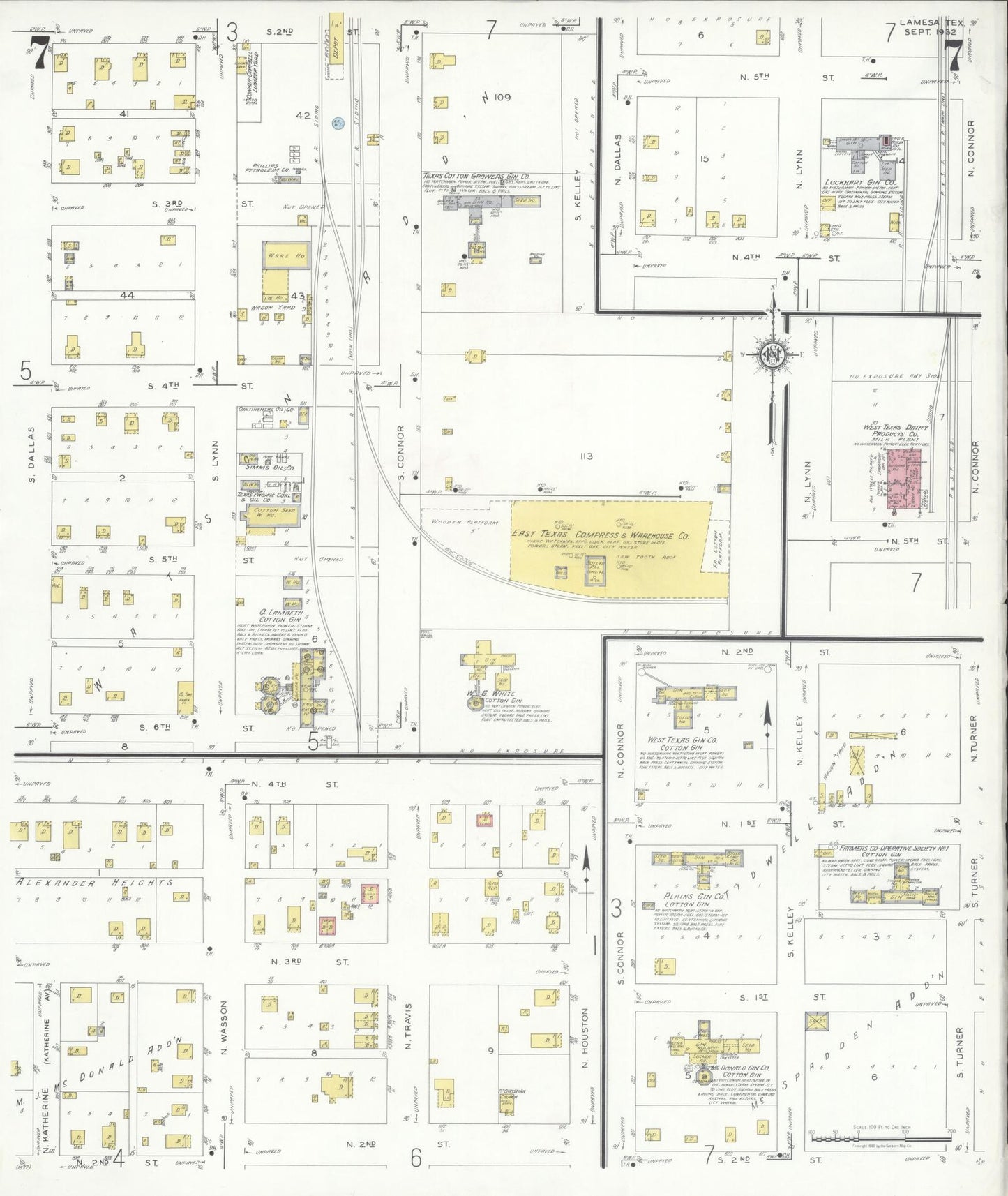 Sanborn Fire Insurance Map from Lamesa, Dawson County, Texas (1932), Sheet #0007 - Historic Sanborn Fire Insurance Map Print, vintage old map wall art, antique decor, genealogy gift, Texas Texas map