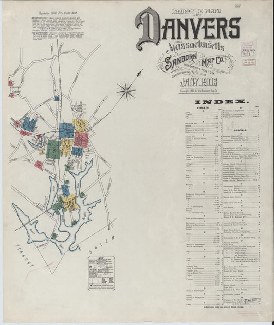 Sanborn Fire Insurance Map from Danvers, Essex County, Massachusetts. (1903) – Historic Sanborn Fire Insurance Map Print