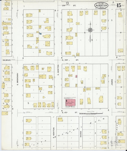 Sanborn Fire Insurance Map from Albert Lea, Freeborn County, Minnesota (1918), Sheet #0015 - Historic Sanborn Fire Insurance Map Print, vintage old map wall art, antique decor, genealogy gift, Minnesota Minnesota map