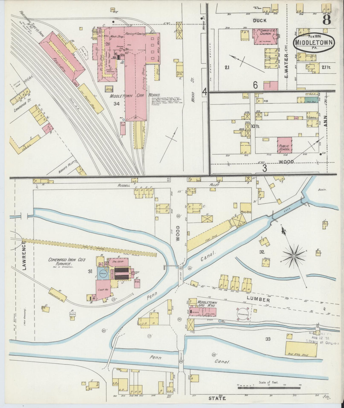Sanborn Fire Insurance Map from Middletown, Dauphin County, Pennsylvania (1896), Sheet #0008 - Complete Map Set gallery image, historic Sanborn map, vintage wall art, Pennsylvania Pennsylvania
