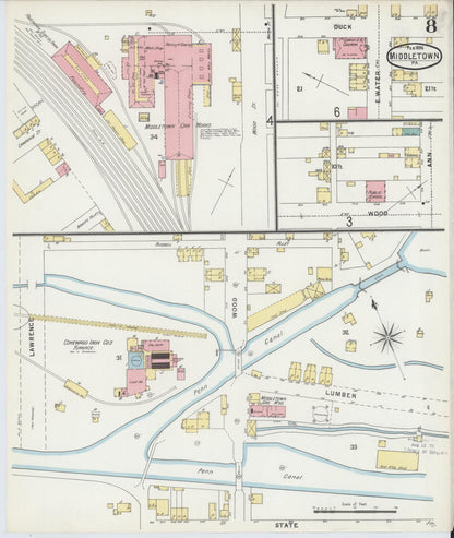 Sanborn Fire Insurance Map from Middletown, Dauphin County, Pennsylvania (1896), Sheet #0008 - Complete Map Set gallery image, historic Sanborn map, vintage wall art, Pennsylvania Pennsylvania