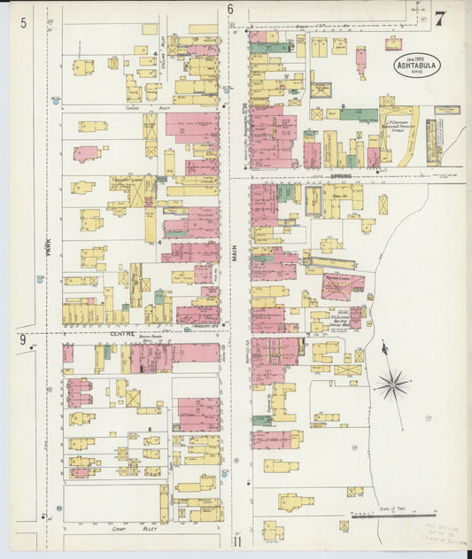 Sanborn Fire Insurance Map from Ashtabula, Ashtabula County, Ohio (1903), Sheet #0007 - Historic Sanborn Fire Insurance Map Print, vintage old map wall art, antique decor, genealogy gift, Ohio Ohio map