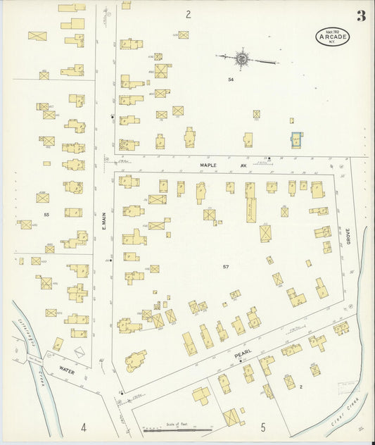 Sanborn Fire Insurance Map from Arcade, Wyoming County, New York (1912), Sheet #0003 - Historic Sanborn Fire Insurance Map Print, vintage old map wall art, antique decor, genealogy gift, Arcade Wyoming map