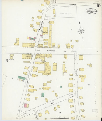 Sanborn Fire Insurance Map from East Hartford, Hartford County, Connecticut (1908), Sheet #0010 - Complete Map Set gallery image, historic Sanborn map, vintage wall art, Connecticut Connecticut