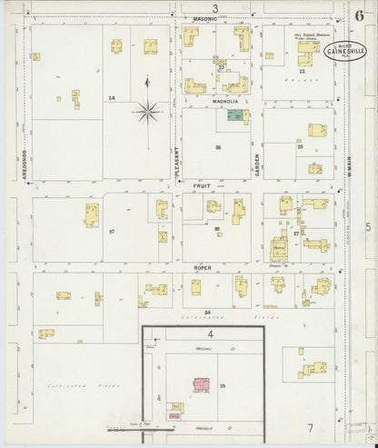 Sanborn Fire Insurance Map from Gainesville, Alachua County, Florida (1897), Sheet #0006 - Historic Sanborn Fire Insurance Map Print, vintage old map wall art, antique decor, genealogy gift, Florida Florida map