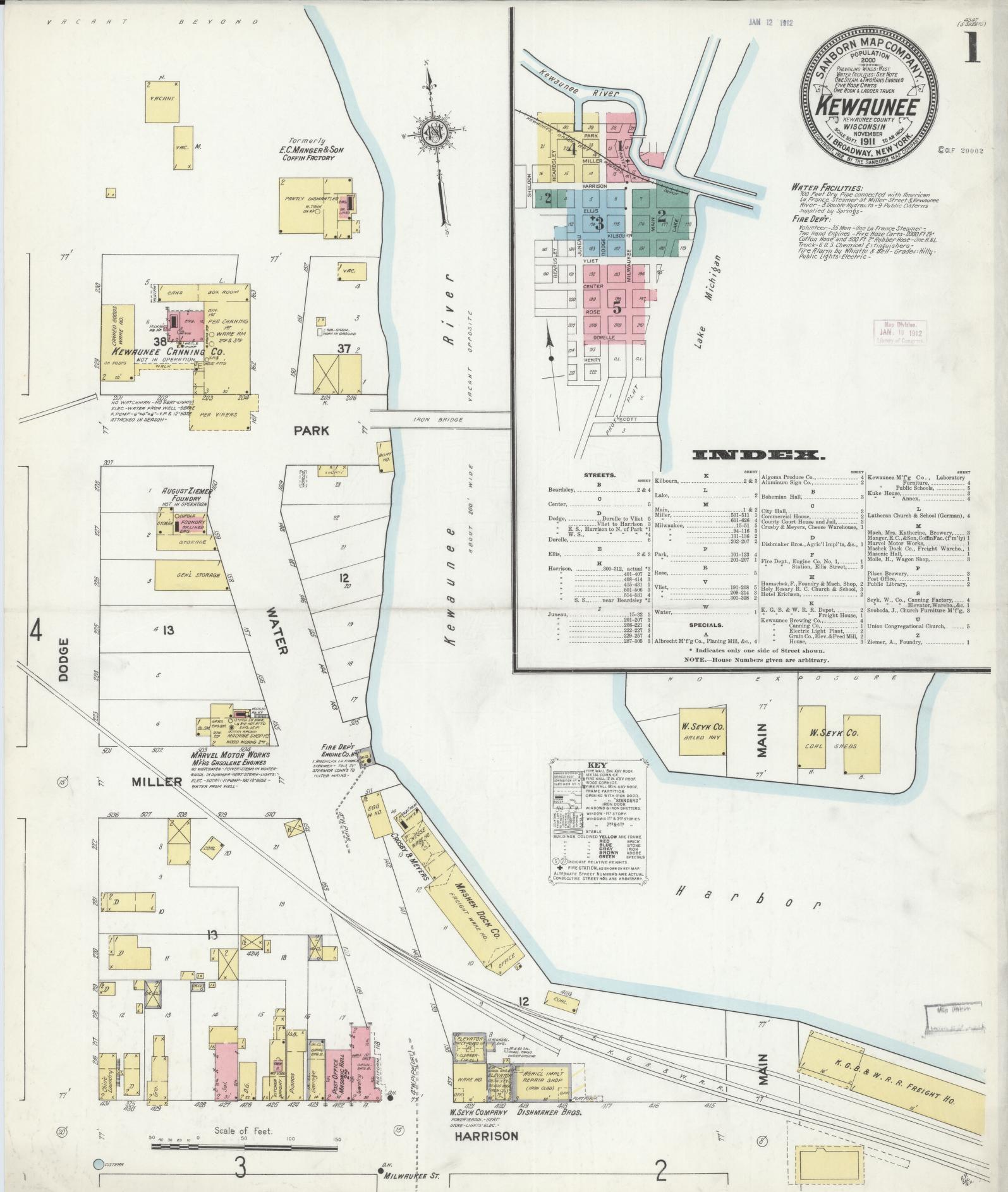 Kewaunee, Kewaunee County, Wisconsin (1911) – Sanborn Fire Insurance Map – Map View