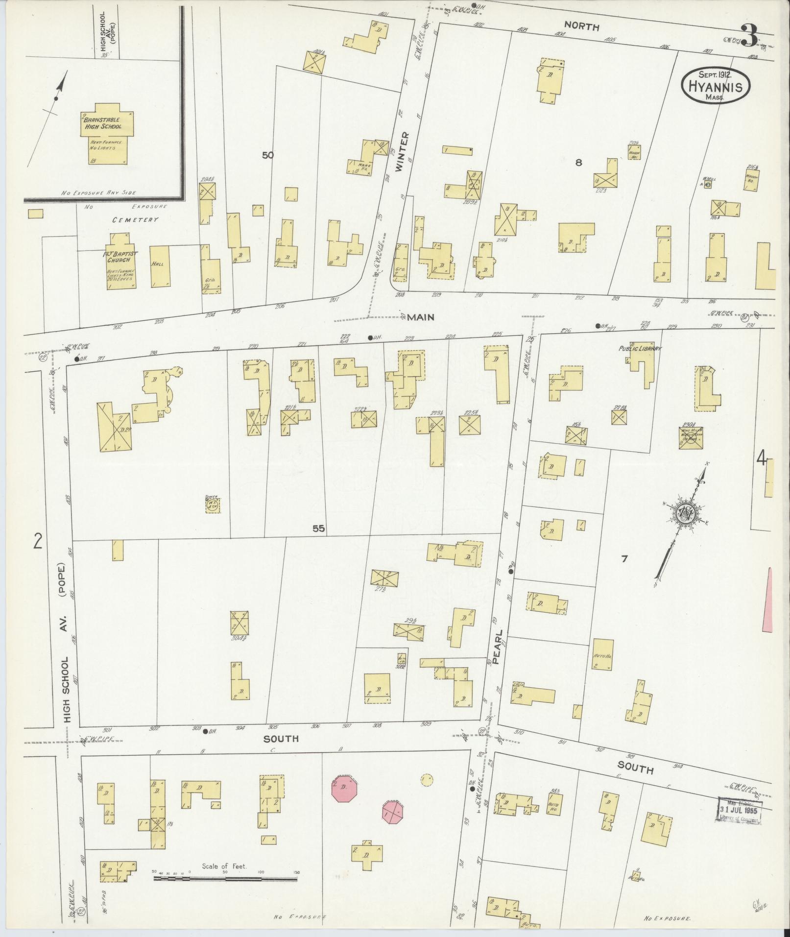 Sanborn Fire Insurance Map from Hyannis, Barnstable County, Massachusetts (1912), Sheet #0003 - Complete Map Set gallery image, historic Sanborn map, vintage wall art, Massachusetts Massachusetts