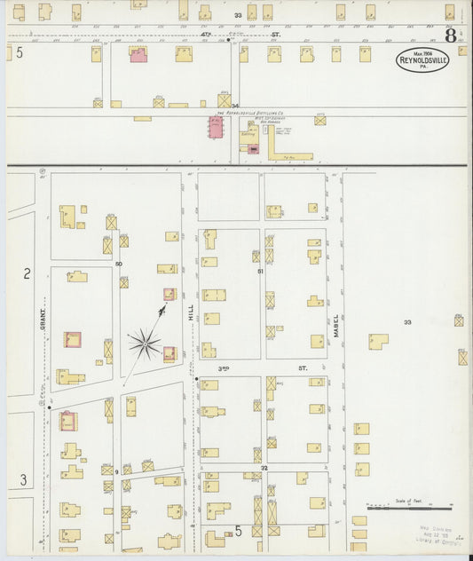 Sanborn Fire Insurance Map from Reynoldsville, Jefferson County, Pennsylvania (1906), Sheet #0008 - Historic Sanborn Fire Insurance Map Print, vintage old map wall art, antique decor, genealogy gift, Pennsylvania Pennsylvania map