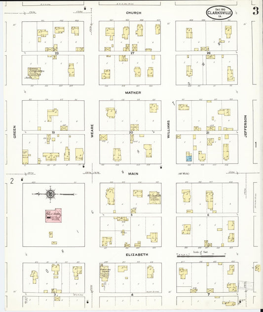 Sanborn Fire Insurance Map from Clarksville, Butler County, Iowa (1910), Sheet #0003 - Historic Sanborn Fire Insurance Map Print, vintage old map wall art