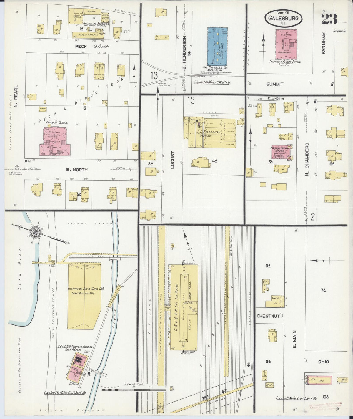 Sanborn Fire Insurance Map from Galesburg, Knox County, Illinois (1911), Sheet #0023 - Complete Map Set gallery image, historic Sanborn map, vintage wall art, Illinois Illinois