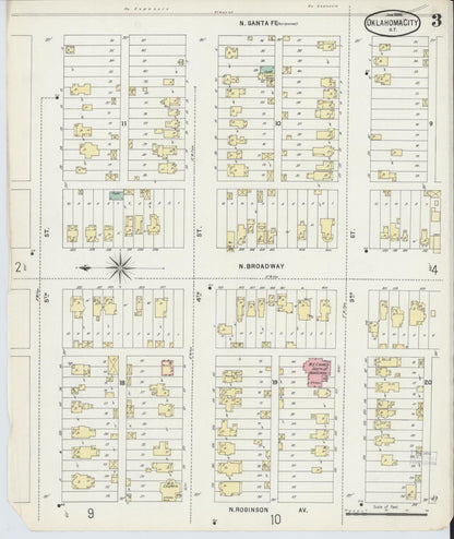 Sanborn Fire Insurance Map from Oklahoma City, Oklahoma County, Oklahoma (1896), Sheet #0003 - Complete Map Set gallery image, historic Sanborn map, vintage wall art, Oklahoma City Oklahoma