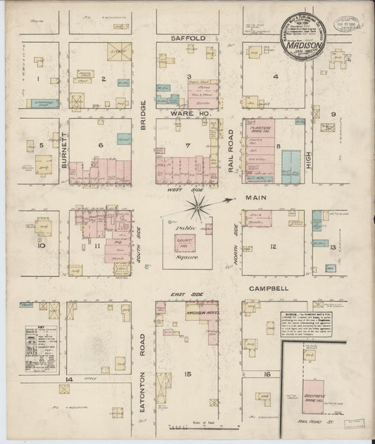Sanborn Fire Insurance Map from Madison, Morgan County, Georgia. (1885) – Historic Sanborn Fire Insurance Map Print