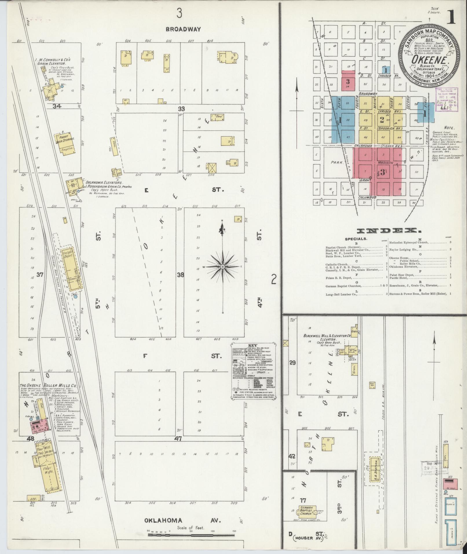 Sanborn Fire Insurance Map from Okeene, Blaine County, Oklahoma. (1904) – Historic Sanborn Fire Insurance Map Print