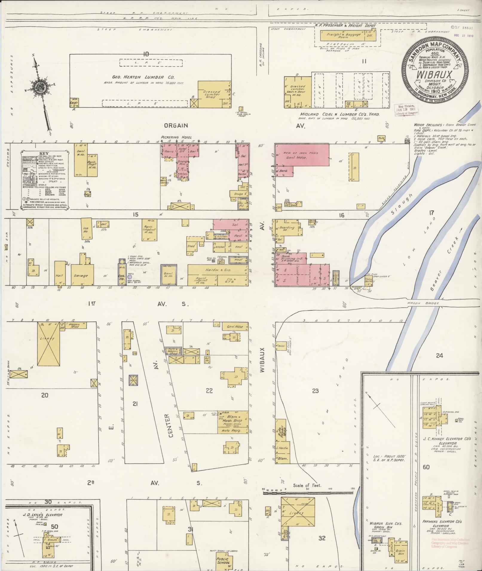 Sanborn Fire Insurance Map from Wibaux, Wibaux County, Montana (1910), Sheet #0001 - Historic Sanborn Fire Insurance Map Print, vintage old map wall art, antique decor, genealogy gift, Montana Montana map