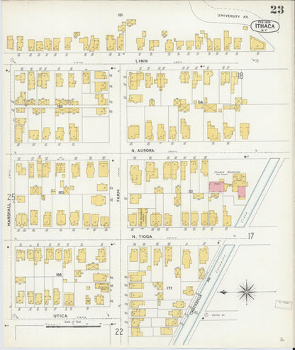Sanborn Fire Insurance Map from Ithaca, Tompkins County, New York (1904), Sheet #0023 - Complete Map Set gallery image, historic Sanborn map, vintage wall art, New York New York