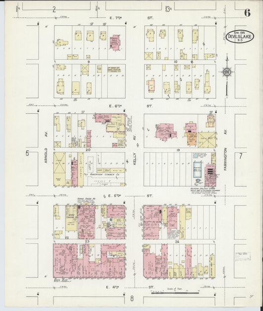 Sanborn Fire Insurance Map from Devils Lake, Ramsey County, North Dakota (1914), Sheet #0006 - Historic Sanborn Fire Insurance Map Print, vintage old map wall art, antique decor, genealogy gift, North Dakota North Dakota map