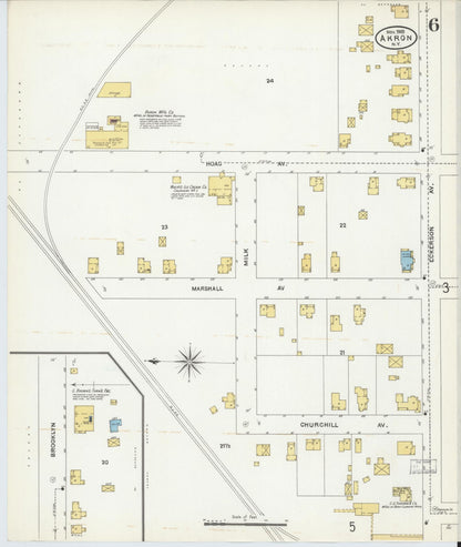 Sanborn Fire Insurance Map from Akron, Erie County, New York (1905), Sheet #0006 - Complete Map Set gallery image, historic Sanborn map, vintage wall art, New York New York