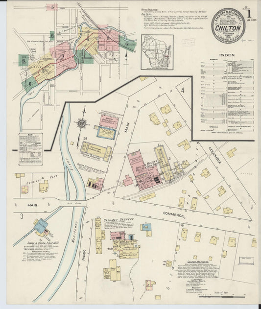 Sanborn Fire Insurance Map from Chilton, Calumet County, Wisconsin (1914), Sheet #0001 - Historic Sanborn Fire Insurance Map Print, vintage old map wall art, antique decor, genealogy gift, Wisconsin Wisconsin map