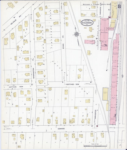 Sanborn Fire Insurance Map from Sycamore, De Kalb County, Illinois (1912), Sheet #0008 - Complete Map Set gallery image, historic Sanborn map, vintage wall art, Illinois Illinois