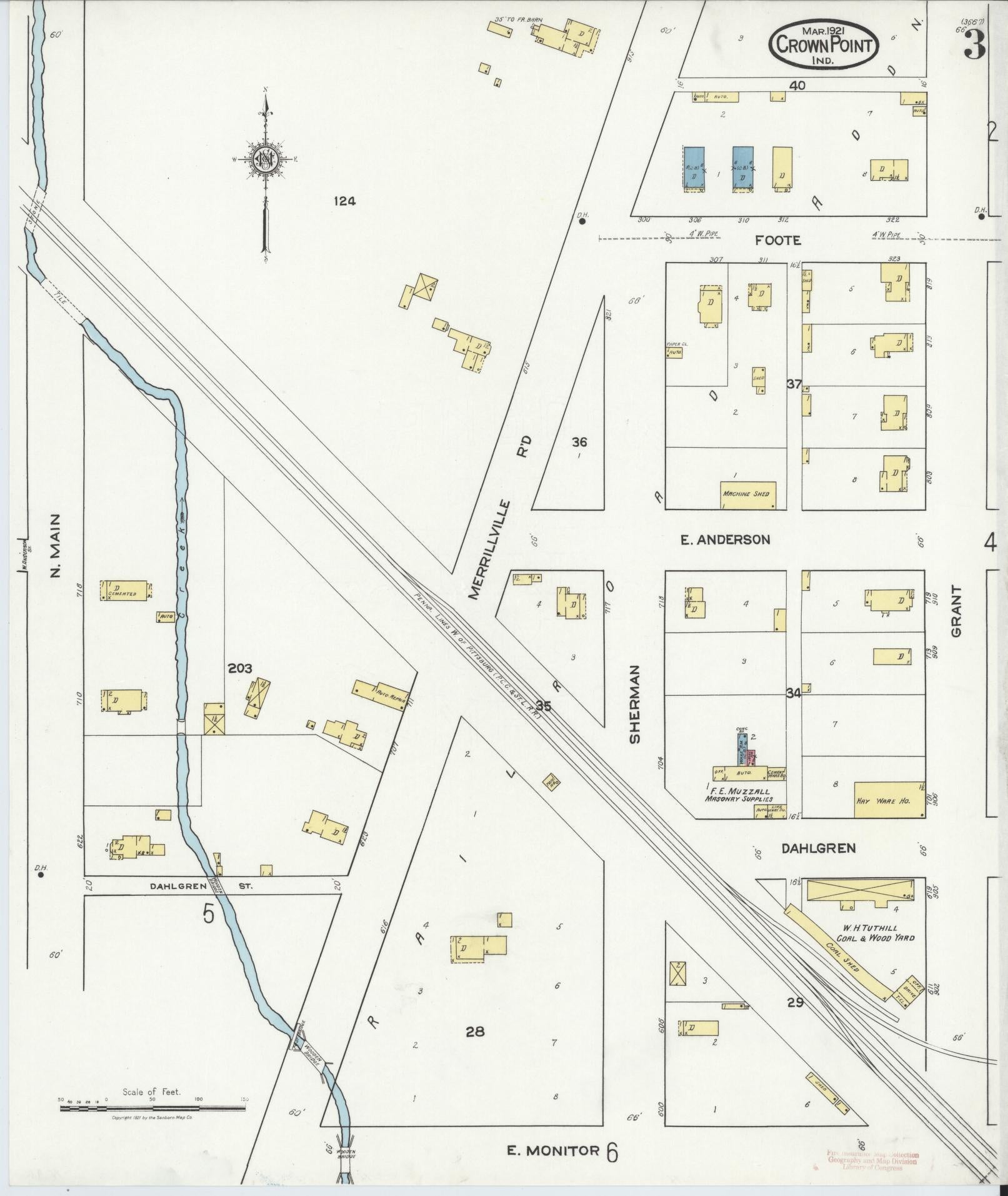 Sanborn Fire Insurance Map from Crown Point, Lake County, Indiana (1921), Sheet #0003 - Historic Sanborn Fire Insurance Map Print, vintage old map wall art, antique decor, genealogy gift, Indiana Indiana map
