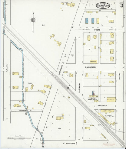 Sanborn Fire Insurance Map from Crown Point, Lake County, Indiana (1921), Sheet #0003 - Historic Sanborn Fire Insurance Map Print, vintage old map wall art, antique decor, genealogy gift, Indiana Indiana map