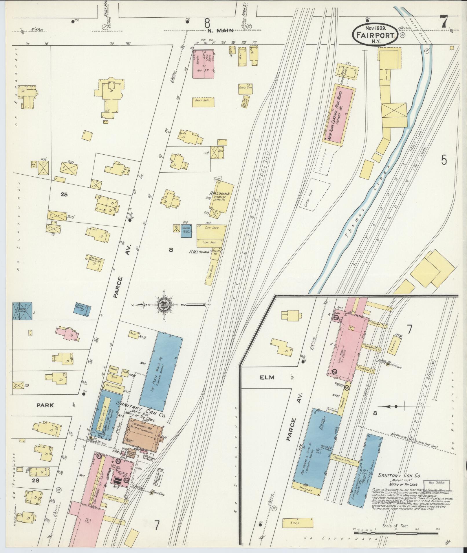 Sanborn Fire Insurance Map from Fairport, Monroe County, New York (1909), Sheet #0007 - Complete Map Set gallery image, historic Sanborn map, vintage wall art, New York New York