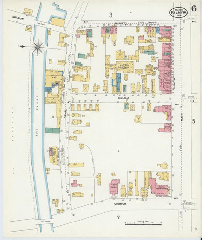 Sanborn Fire Insurance Map from Palmyra, Wayne County, New York (1906), Sheet #0006 - Historic Sanborn Fire Insurance Map Print, vintage old map wall art, antique decor, genealogy gift, New York New York map