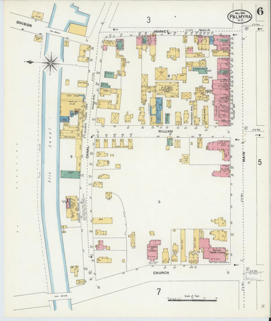 Sanborn Fire Insurance Map from Palmyra, Wayne County, New York (1906), Sheet #0006 - Historic Sanborn Fire Insurance Map Print, vintage old map wall art, antique decor, genealogy gift, New York New York map