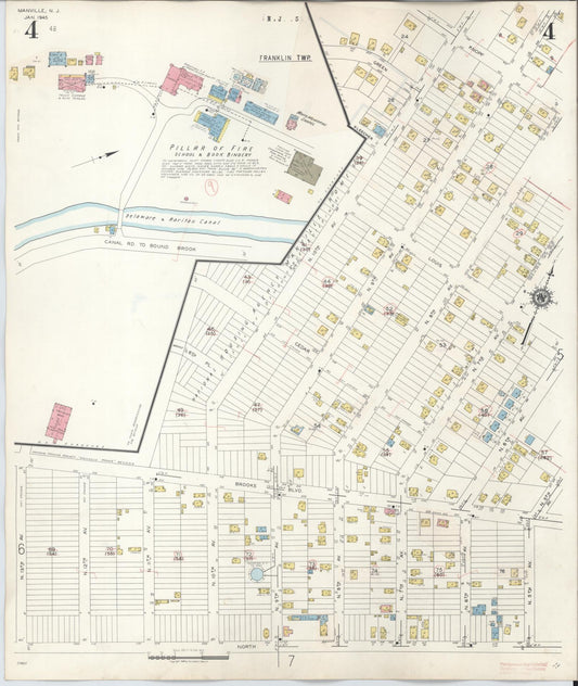 Sanborn Fire Insurance Map from Manville, Somerset County, New Jersey (1949), Sheet #0004 - Historic Sanborn Fire Insurance Map Print, vintage old map wall art, antique decor, genealogy gift, New Jersey New Jersey map
