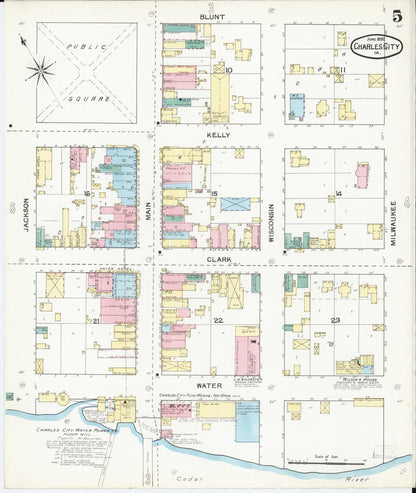 Sanborn Fire Insurance Map from Charles City, Floyd County, Iowa (1892), Sheet #0005 - Historic Sanborn Fire Insurance Map Print