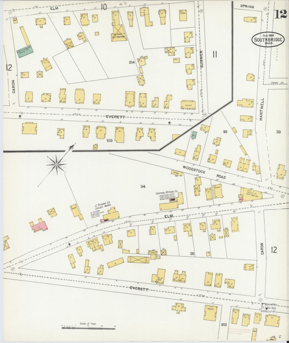 Sanborn Fire Insurance Map from Southbridge, Worcester County, Massachusetts (1904), Sheet #0012 - Complete Map Set gallery image, historic Sanborn map, vintage wall art, Massachusetts Massachusetts
