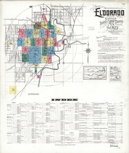 Sanborn Fire Insurance Map from El Dorado, Butler County, Kansas (1923), Sheet #0001 - Complete Map Set gallery image, historic Sanborn map, vintage wall art, Kansas Kansas