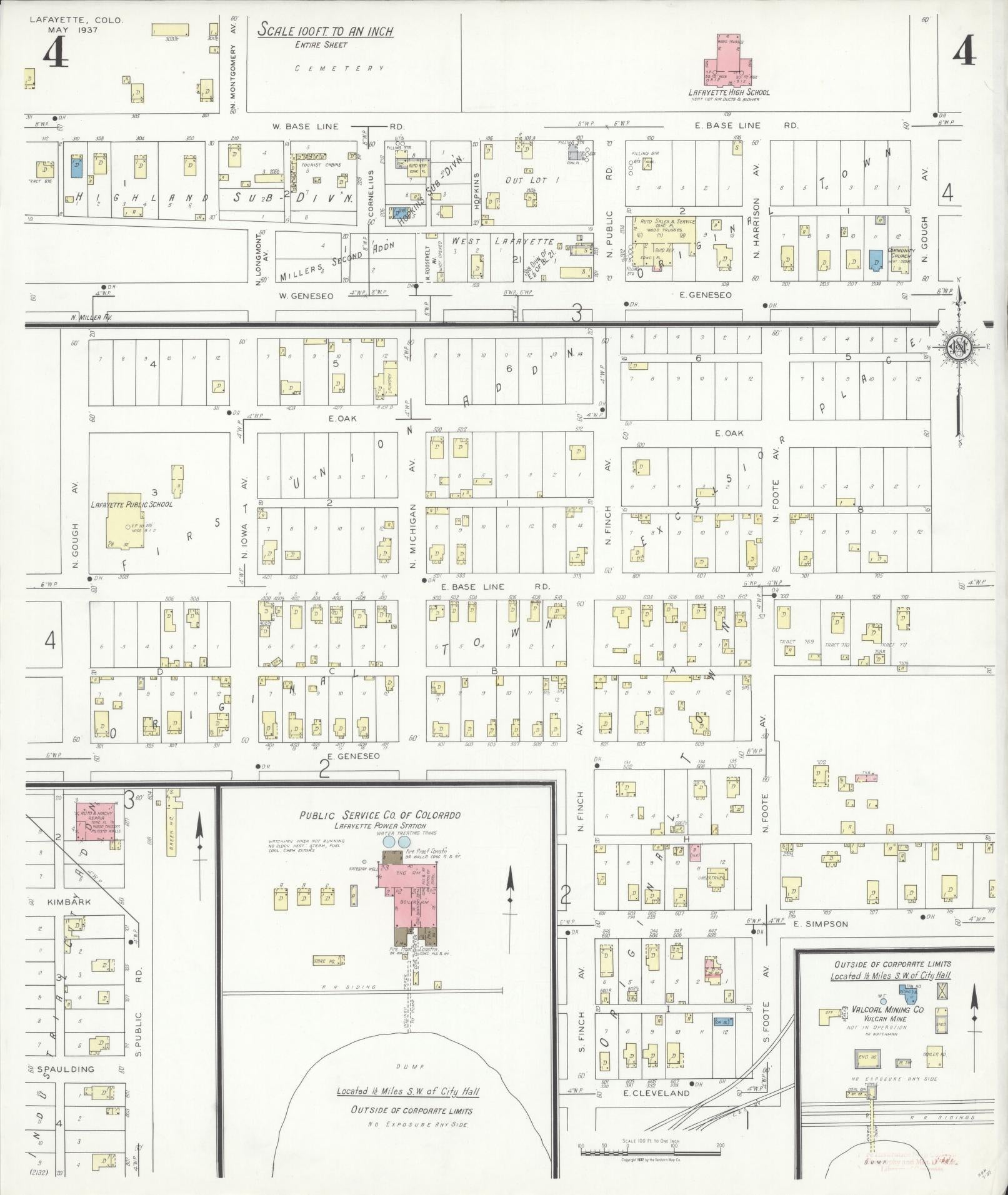 Sanborn Fire Insurance Map from Lafayette, Boulder County, Colorado (1937), Sheet #0004 - Complete Map Set gallery image, historic Sanborn map, vintage wall art, Colorado Colorado