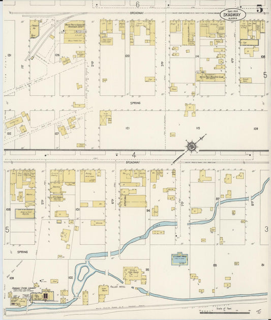 Sanborn Fire Insurance Map from Skagway, Skagway-yakutat Census Division, Alaska (1914), Sheet #0005 - Historic Sanborn Fire Insurance Map Print, vintage old map wall art, antique decor, genealogy gift, Alaska Alaska map