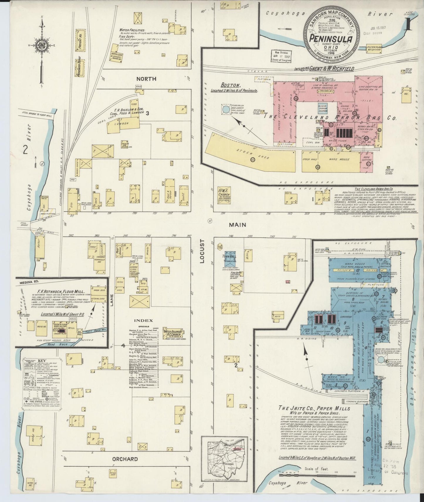 Sanborn Fire Insurance Map from Peninsula, Summit County, Ohio (1916), Sheet #0001 - Complete Map Set gallery image, historic Sanborn map, vintage wall art, Ohio Ohio