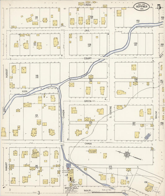 Sanborn Fire Insurance Map from Heppner, Morrow County, Oregon (1910), Sheet #0005 - Historic Sanborn Fire Insurance Map Print, vintage old map wall art, antique decor, genealogy gift, Oregon Oregon map