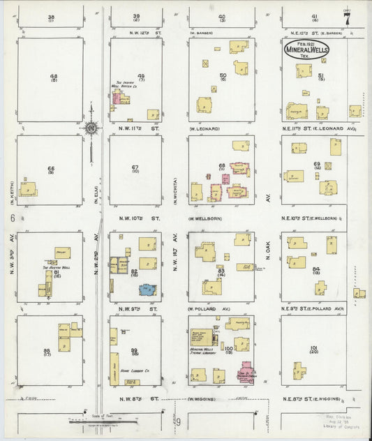 Sanborn Fire Insurance Map from Mineral Wells, Palo Pinto County, Texas (1921), Sheet #0007 - Historic Sanborn Fire Insurance Map Print, vintage old map wall art, antique decor, genealogy gift, Texas Texas map
