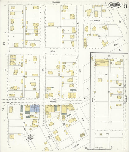 Sanborn Fire Insurance Map from Edmunds, Snohomish County, Washington (1909), Sheet #0003 - Complete Map Set gallery image, historic Sanborn map, vintage wall art, Washington Washington