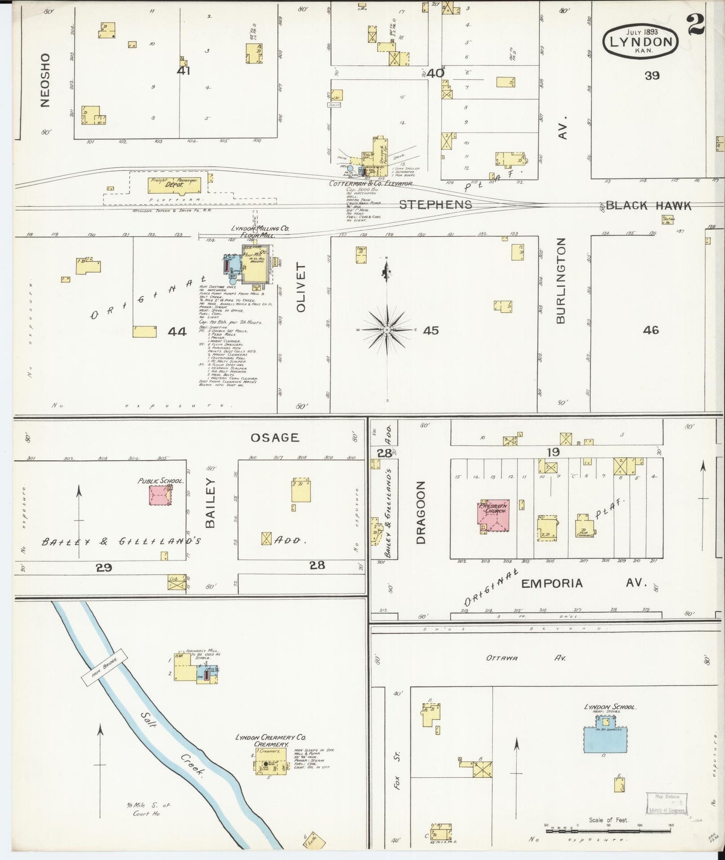 Sanborn Fire Insurance Map from Lyndon, Osage County, Kansas (1893), Sheet #0002 - Complete Map Set gallery image, historic Sanborn map, vintage wall art, Kansas Kansas