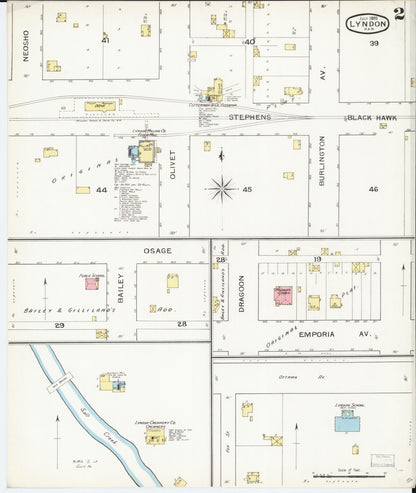 Sanborn Fire Insurance Map from Lyndon, Osage County, Kansas (1893), Sheet #0002 - Complete Map Set gallery image, historic Sanborn map, vintage wall art, Kansas Kansas