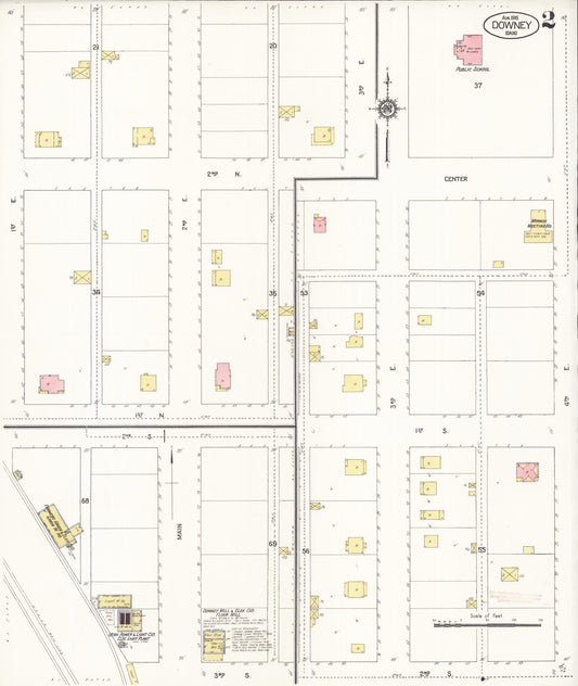 Sanborn Fire Insurance Map from Downey, Bannock County, Idaho (1915), Sheet #0002 - Historic Sanborn Fire Insurance Map Print, vintage old map wall art, antique decor, genealogy gift, Idaho Idaho map